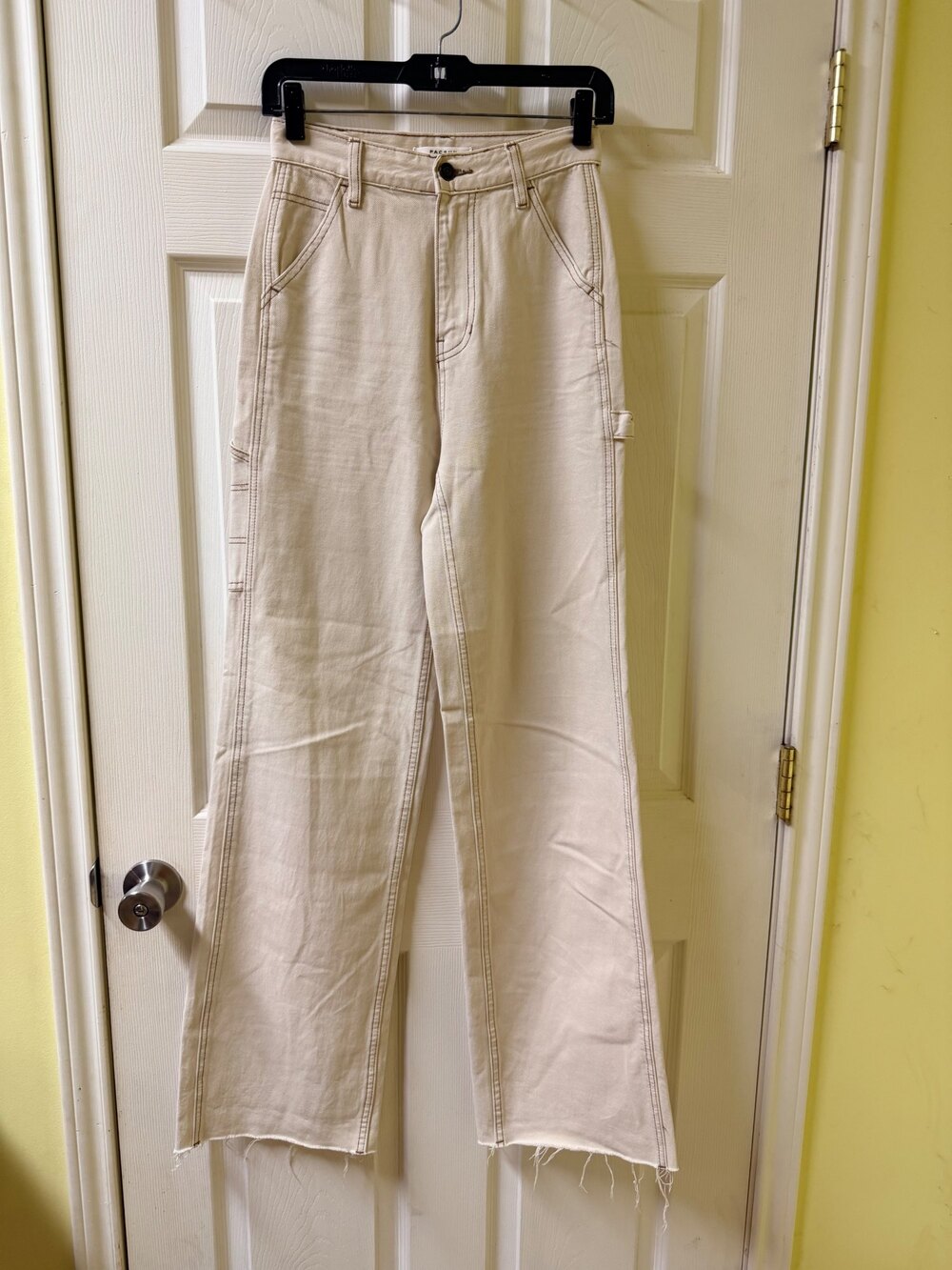 Pacsun Wide Leg Carpenter Pants Cream Size 25 Y2K Streetwear